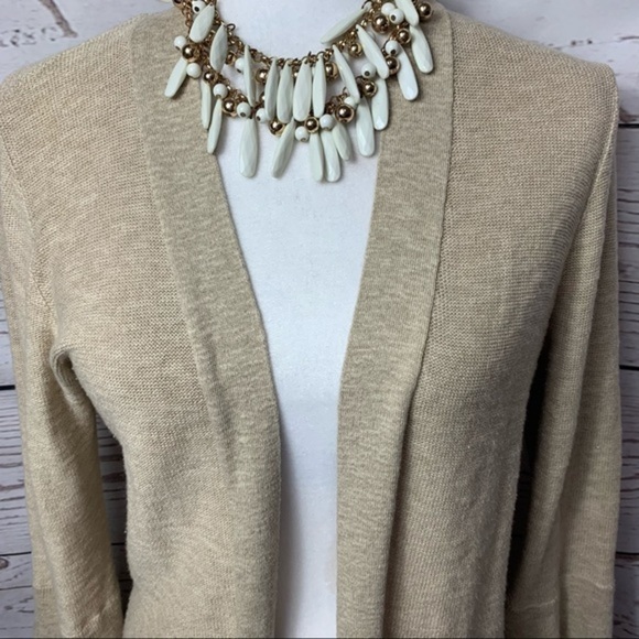 NWOT J.Crew Oatmeal Tiered Ruffle Cardigan - Picture 4 of 8